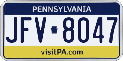 PA license plate JFV8047
