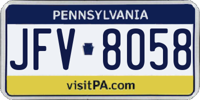 PA license plate JFV8058