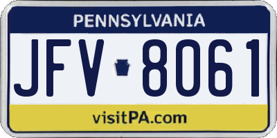 PA license plate JFV8061