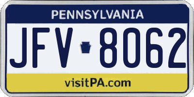 PA license plate JFV8062