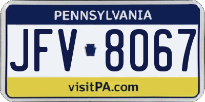 PA license plate JFV8067