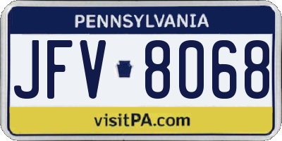 PA license plate JFV8068