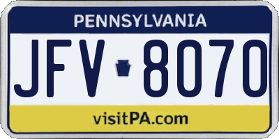 PA license plate JFV8070