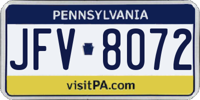 PA license plate JFV8072