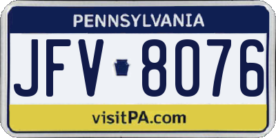 PA license plate JFV8076