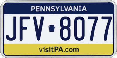 PA license plate JFV8077
