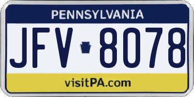 PA license plate JFV8078