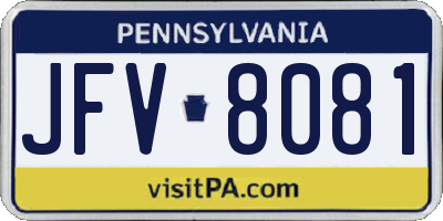 PA license plate JFV8081