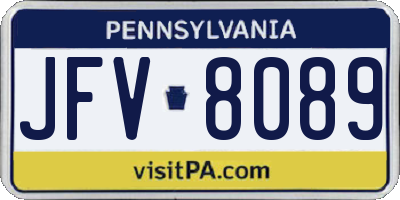 PA license plate JFV8089