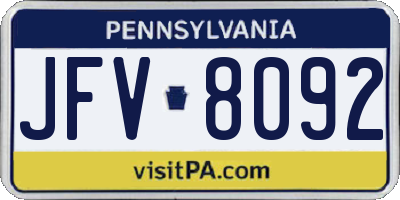 PA license plate JFV8092