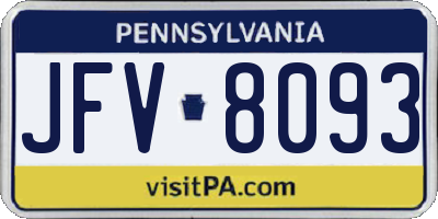 PA license plate JFV8093