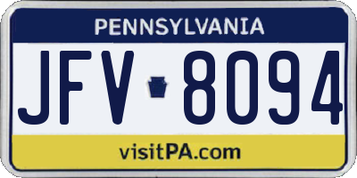 PA license plate JFV8094