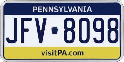 PA license plate JFV8098