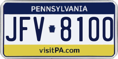 PA license plate JFV8100