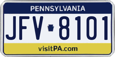 PA license plate JFV8101
