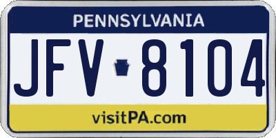 PA license plate JFV8104