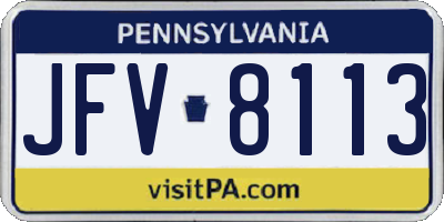 PA license plate JFV8113