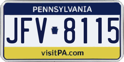PA license plate JFV8115