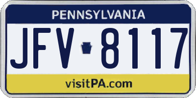 PA license plate JFV8117