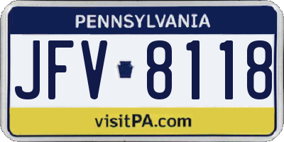PA license plate JFV8118