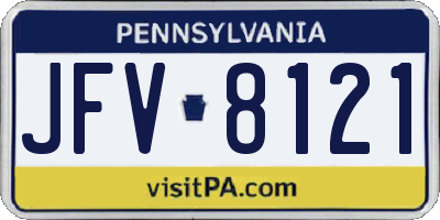 PA license plate JFV8121