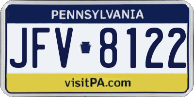 PA license plate JFV8122