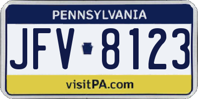 PA license plate JFV8123