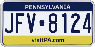 PA license plate JFV8124