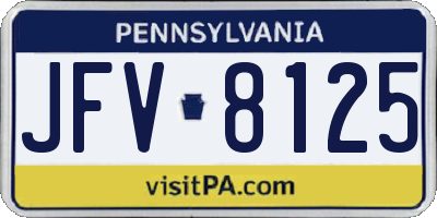 PA license plate JFV8125