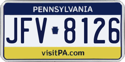 PA license plate JFV8126