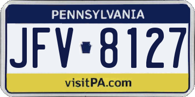 PA license plate JFV8127