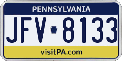 PA license plate JFV8133