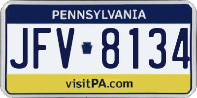 PA license plate JFV8134