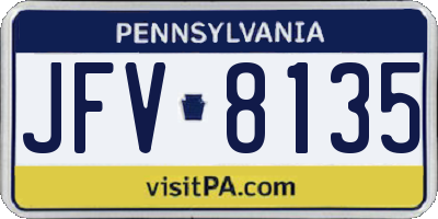PA license plate JFV8135