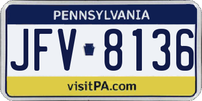 PA license plate JFV8136