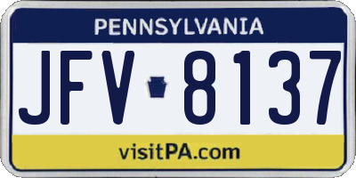 PA license plate JFV8137