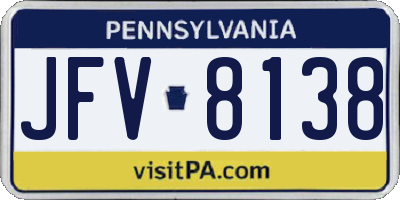 PA license plate JFV8138