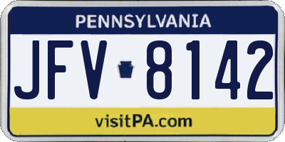 PA license plate JFV8142