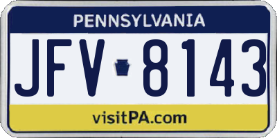 PA license plate JFV8143