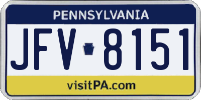 PA license plate JFV8151