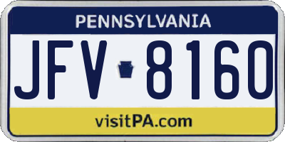 PA license plate JFV8160