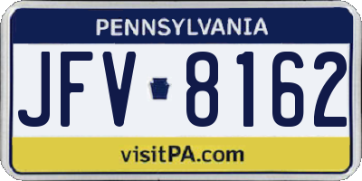 PA license plate JFV8162