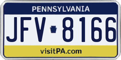 PA license plate JFV8166
