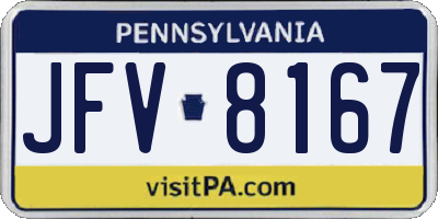 PA license plate JFV8167
