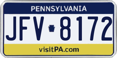 PA license plate JFV8172