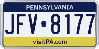 PA license plate JFV8177