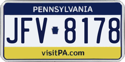 PA license plate JFV8178