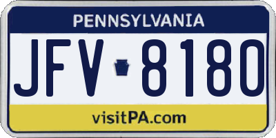 PA license plate JFV8180