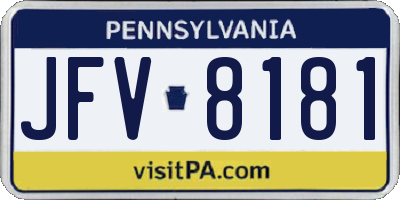 PA license plate JFV8181