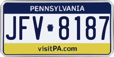 PA license plate JFV8187